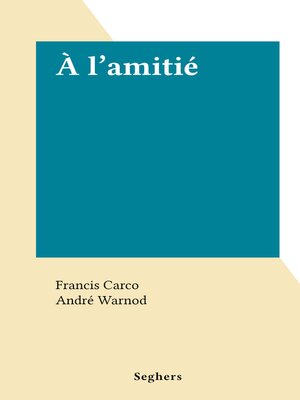 cover image of À l'amitié